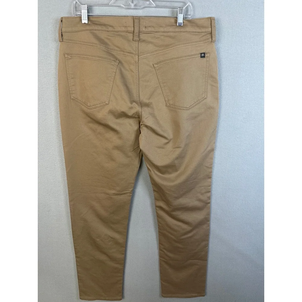 Banana Republic Mens Traveler Pants 36x32 Khaki‎ Tan Slim Five Pocket Stretch